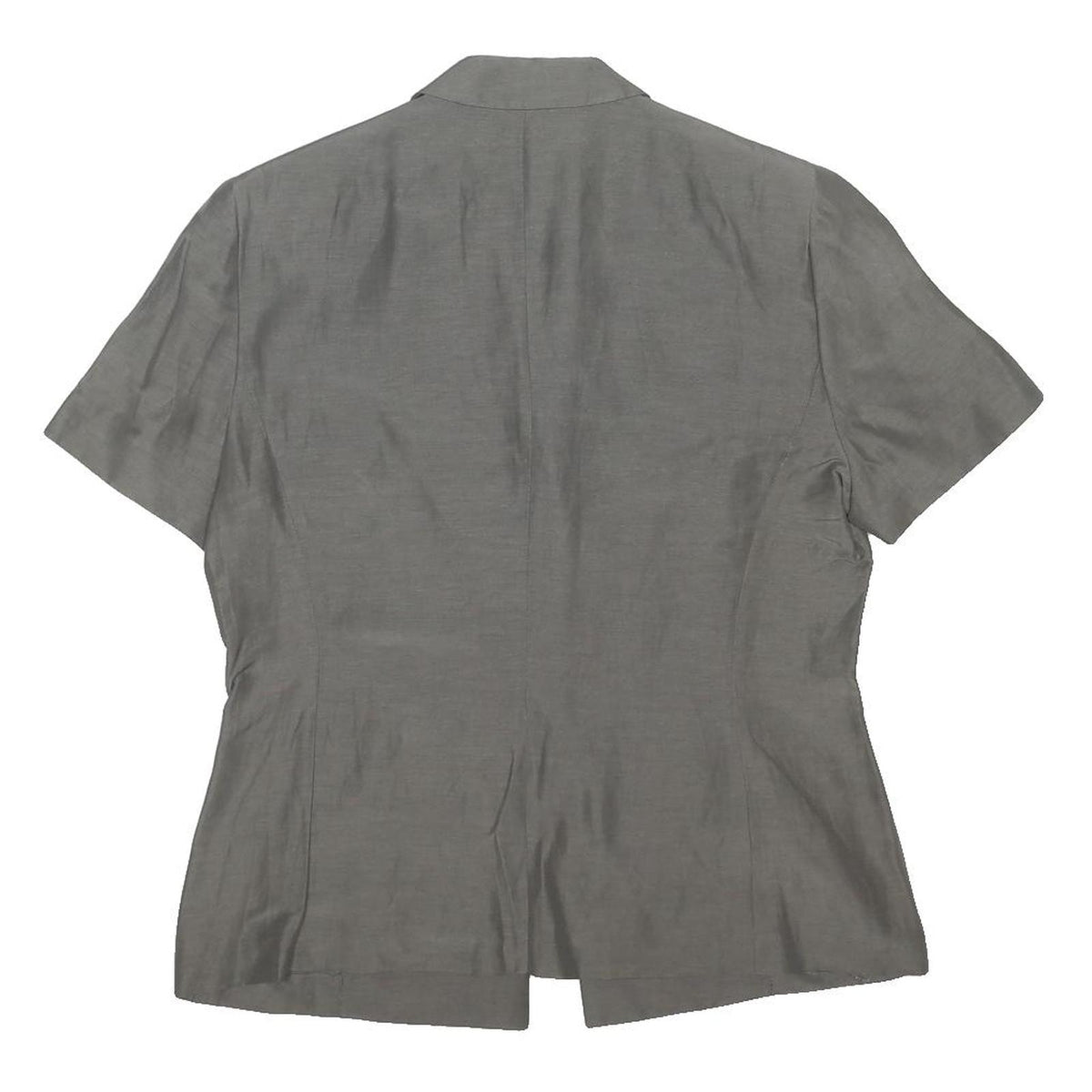 MARELLA Womens Grey Silk Shirt Short Sleeve Collared Size UK 14 Elegant Light