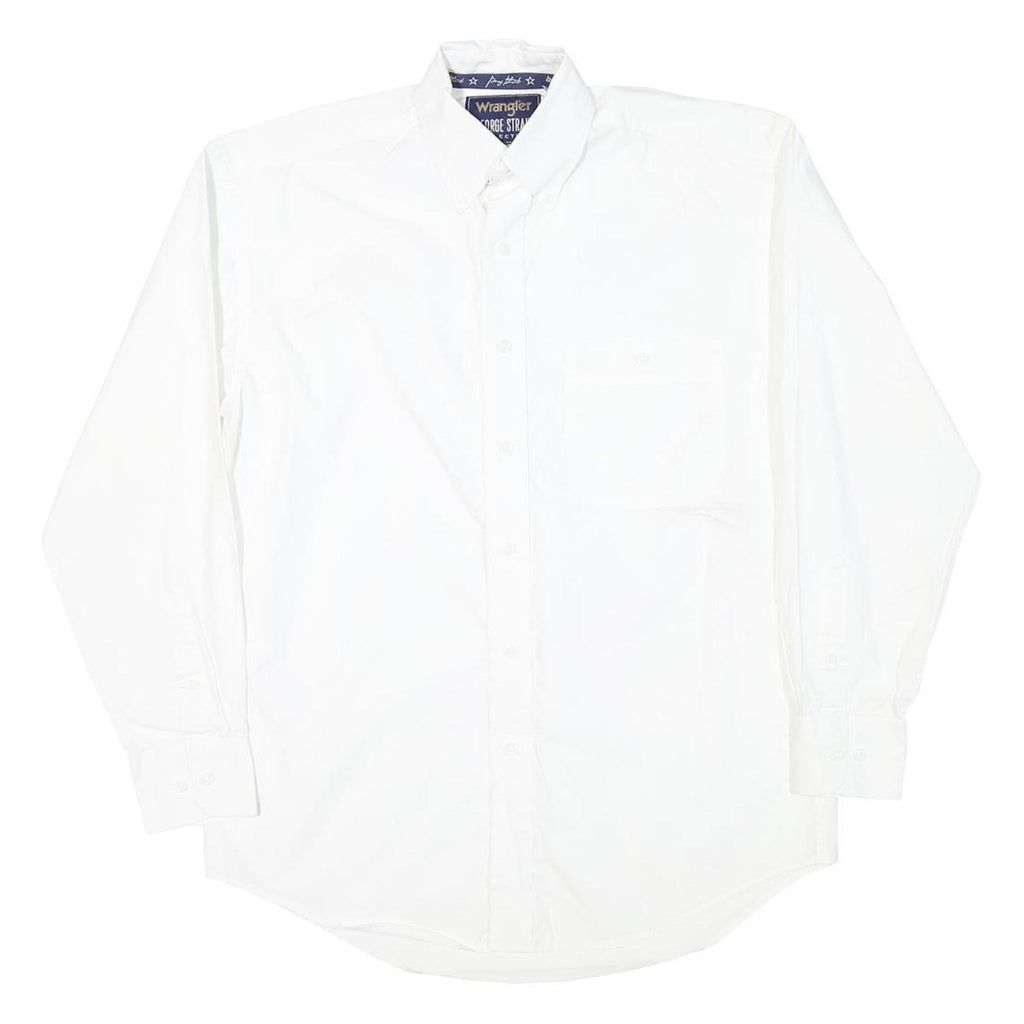 WRANGLER Mens White Button-Down Shirt S Classic Cotton Blend Casual