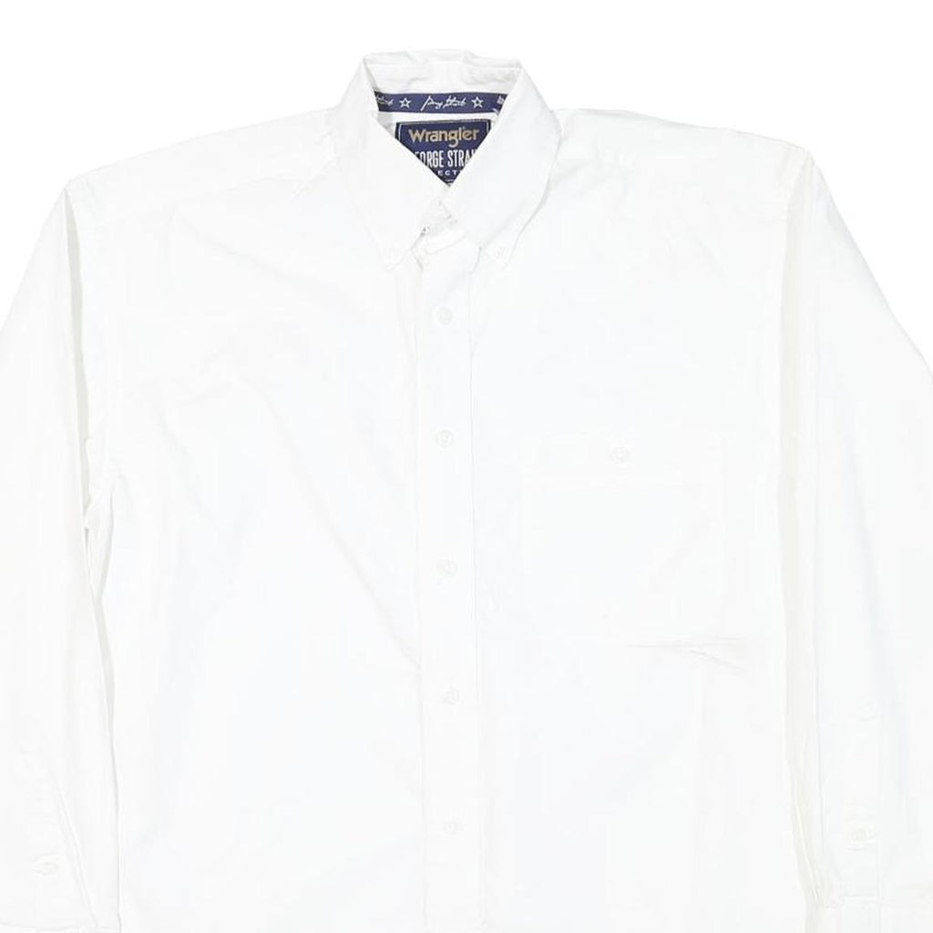 WRANGLER Mens White Button-Down Shirt S Classic Cotton Blend Casual