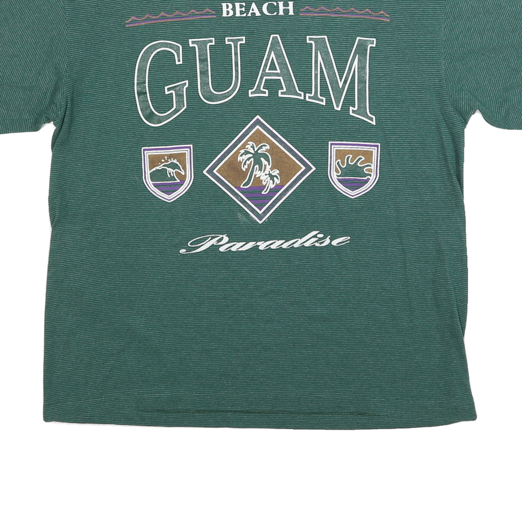 TEEJAYS Mens Green Graphic T-Shirt L Short Sleeve Crew Neck Cotton Blend Jersey