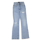BOG Womens Regular Fit Flared Denim Light Blue Cotton Blend Jeans W24 L32 Zip
