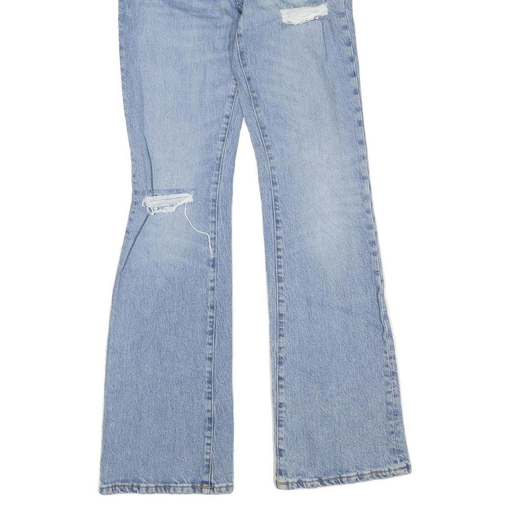 BOG Womens Regular Fit Flared Denim Light Blue Cotton Blend Jeans W24 L32 Zip