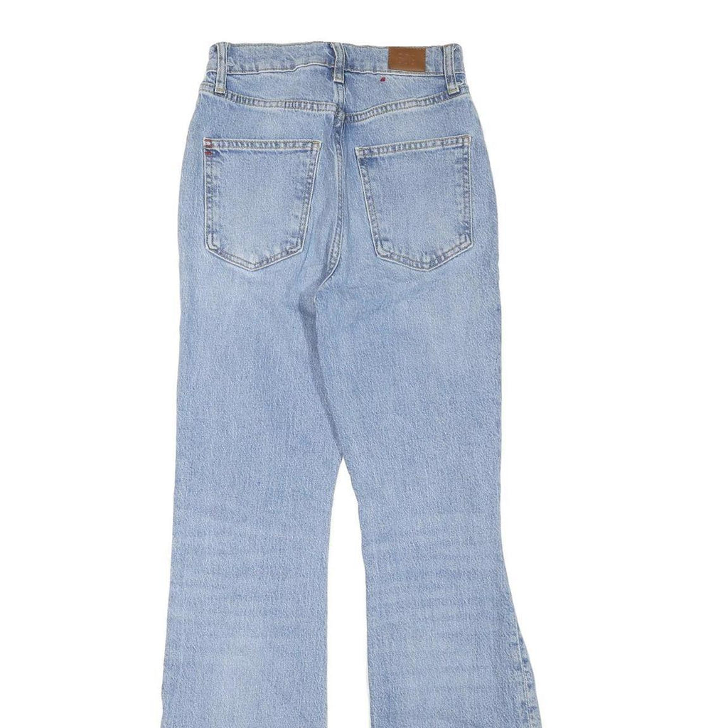 BOG Womens Regular Fit Flared Denim Light Blue Cotton Blend Jeans W24 L32 Zip