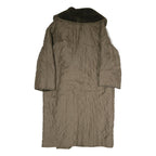 Womens Brown Cotton Quilted Jacket XL Button Closure Faux Fur Collar Long Sleeve