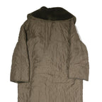 Womens Brown Cotton Quilted Jacket XL Button Closure Faux Fur Collar Long Sleeve