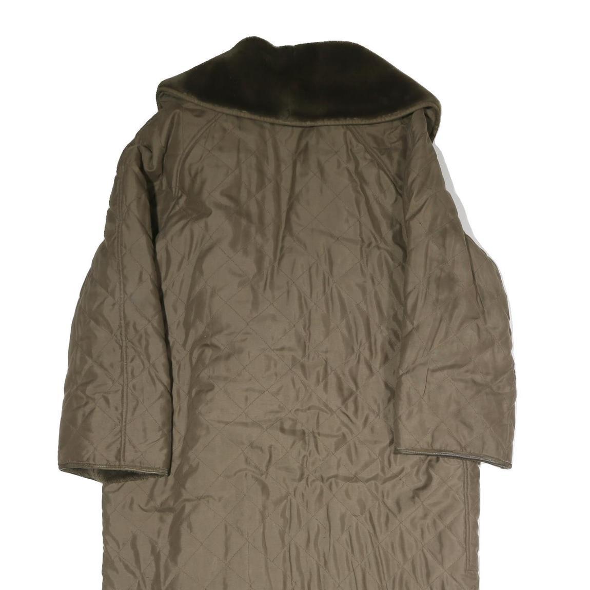 Womens Brown Cotton Quilted Jacket XL Button Closure Faux Fur Collar Long Sleeve