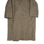 Womens Brown Cotton Quilted Jacket XL Button Closure Faux Fur Collar Long Sleeve