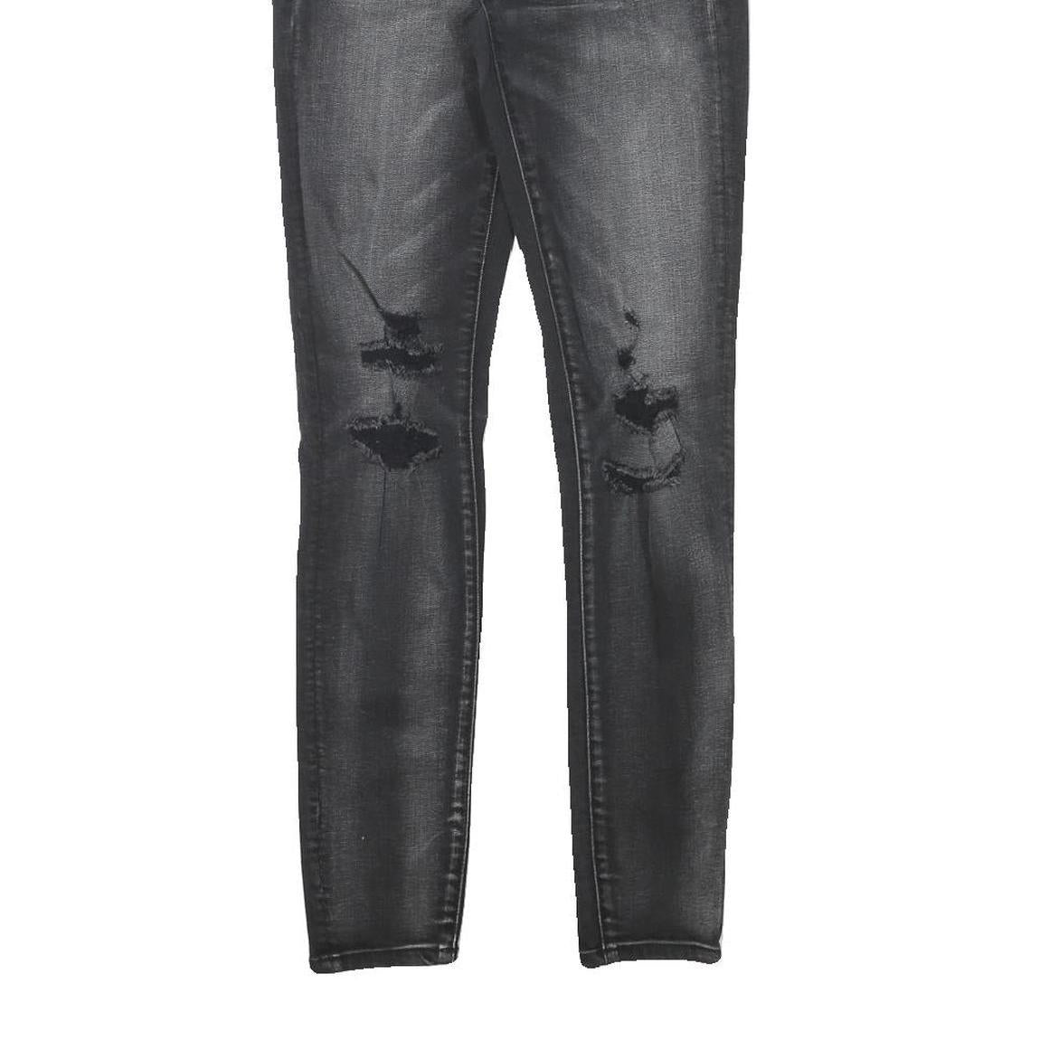 AMERICAN EAGLE Womens Slim Black Denim Stone Wash Jeans W26 L29 Distressed