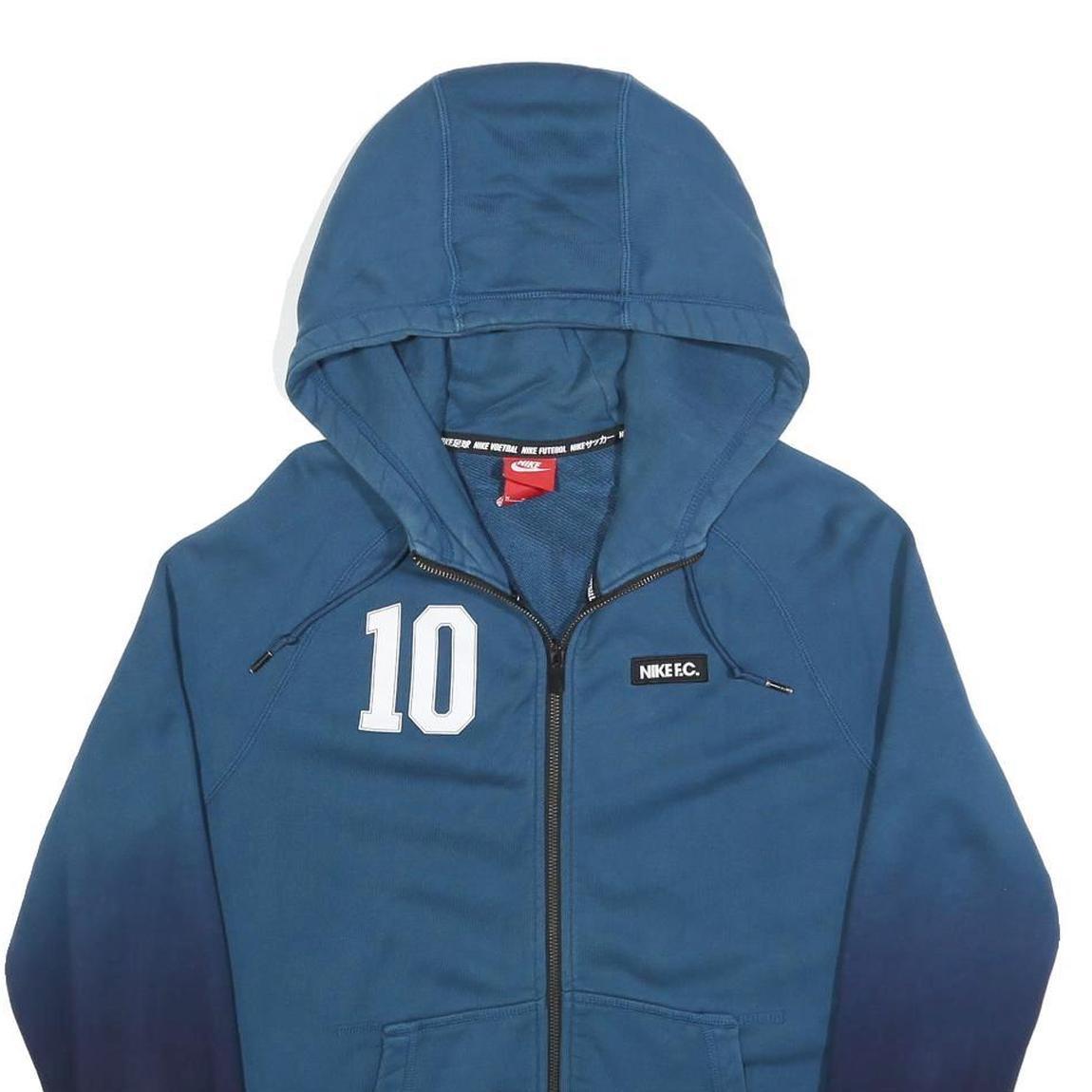 NIKE Mens Blue & Navy Football Hoodie Zip Up M 10 Nike F.C. Sportswear