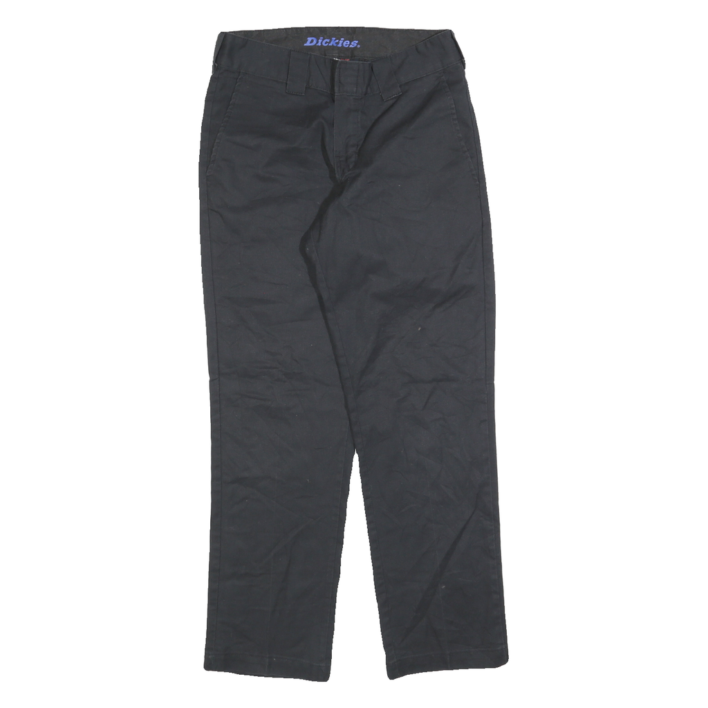 DICKIES Mens Cotton Blend Black Regular Straight Trousers W30 L30 Workwear Zip