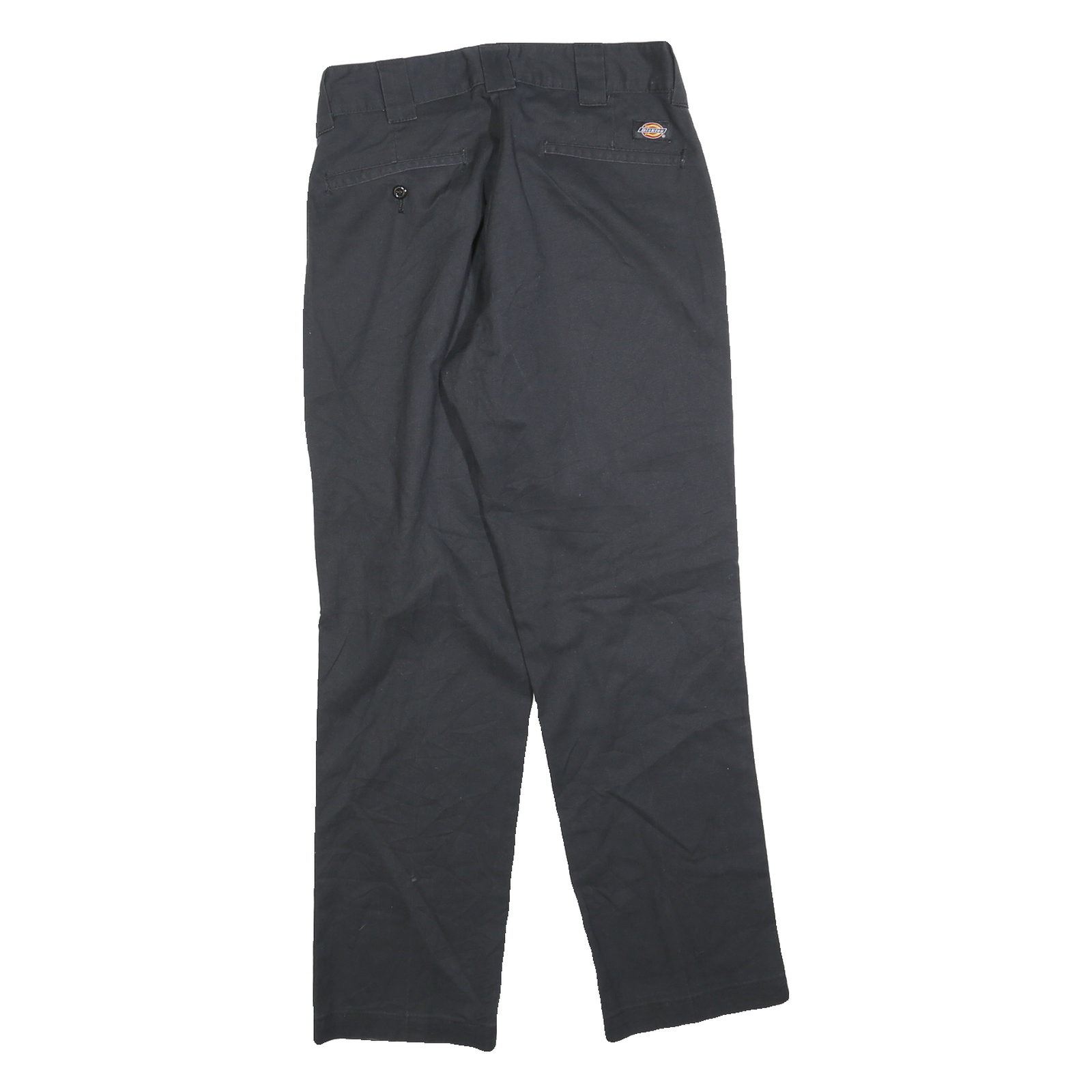 DICKIES Mens Cotton Blend Black Regular Straight Trousers W30 L30 Workwear Zip
