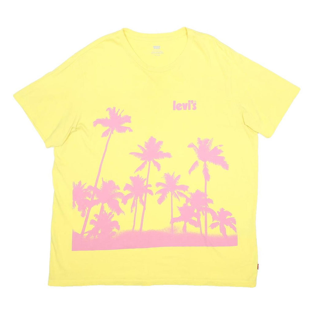 LEVI'S Mens Yellow Pink Graphic T-Shirt XL Short Sleeve Crew Neck Cotton