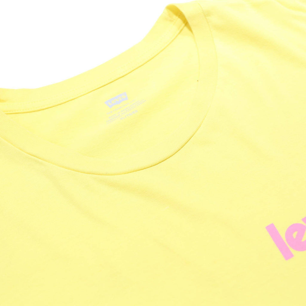 LEVI'S Mens Yellow Pink Graphic T-Shirt XL Short Sleeve Crew Neck Cotton