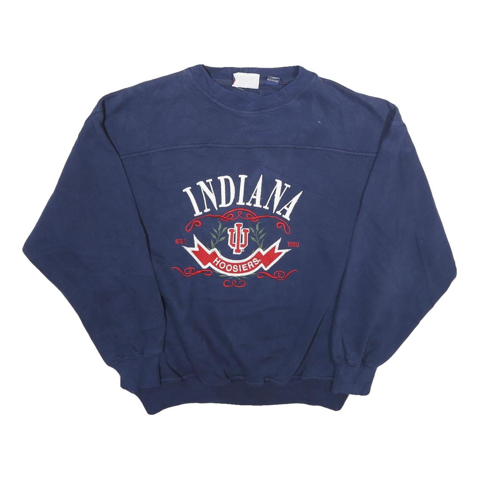 CRABLE SPORTSWEAR Mens Blue Indiana Hoosiers Crew Neck L Cotton Sweatshirt