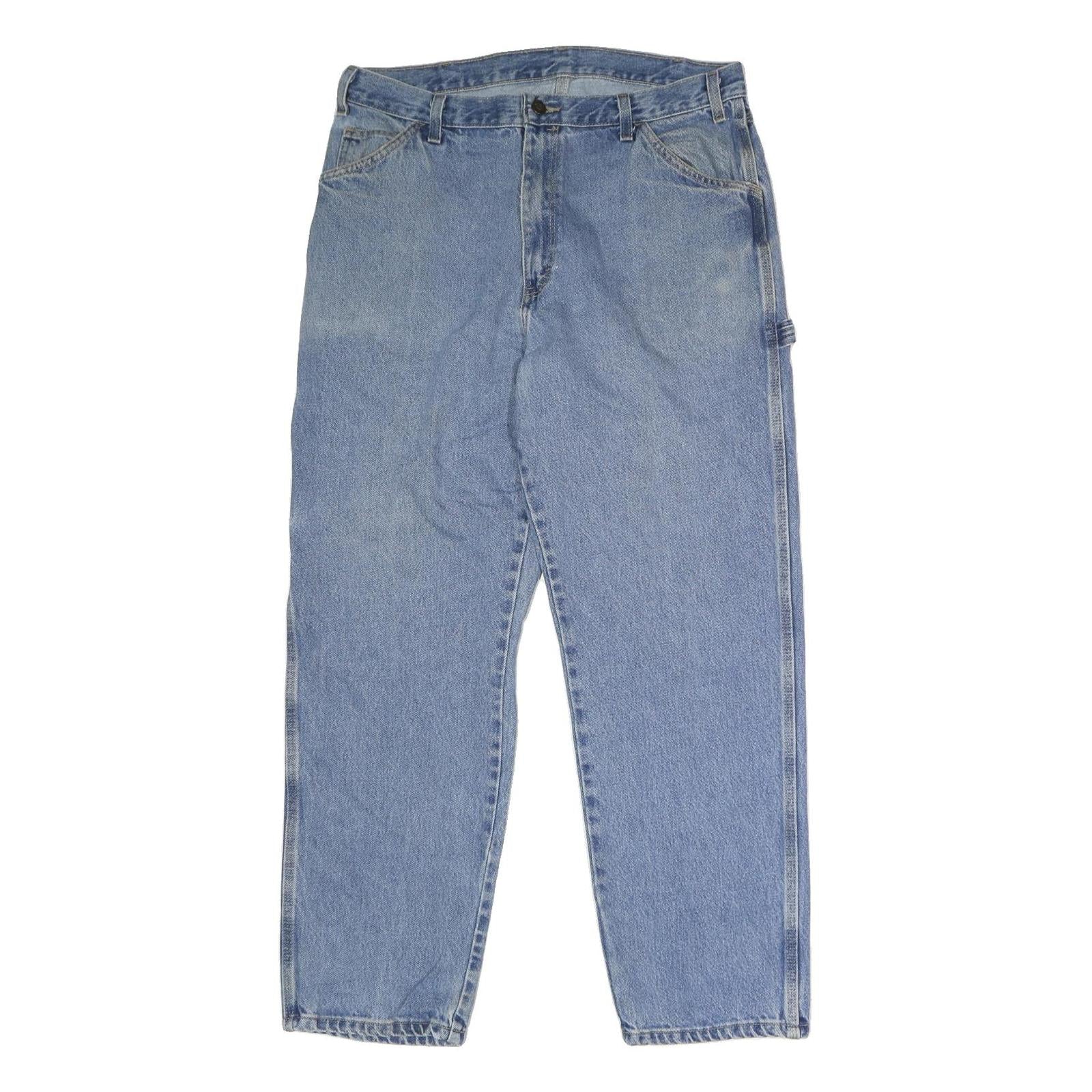 DICKIES Mens Regular Fit Blue Denim Jeans W32 L34 Workwear Button Closure