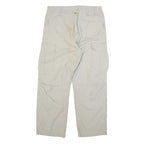 CARHARTT Mens Relaxed Beige Cargo Trousers W34 L32 Cotton Blend Zip Pocketed