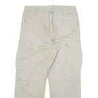CARHARTT Mens Relaxed Beige Cargo Trousers W34 L32 Cotton Blend Zip Pocketed