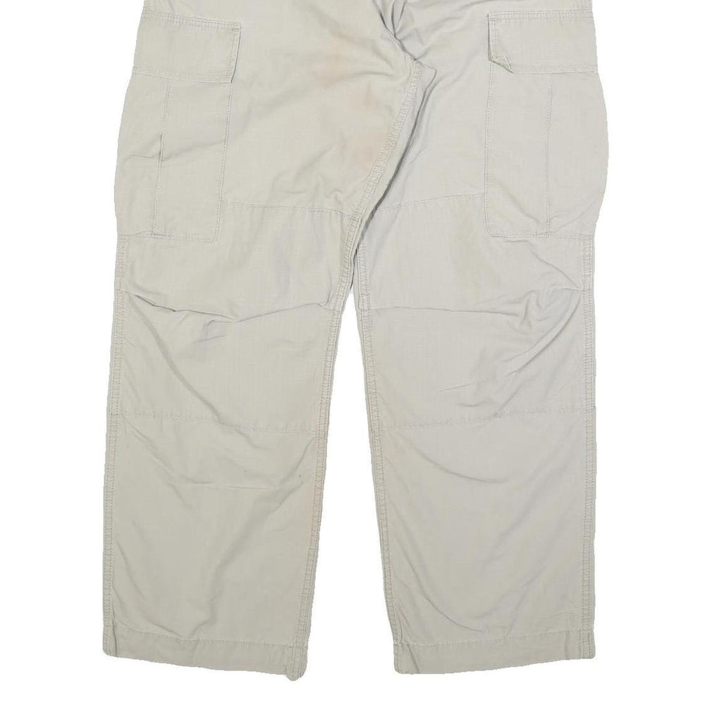 CARHARTT Mens Relaxed Beige Cargo Trousers W34 L32 Cotton Blend Zip Pocketed
