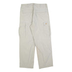 CARHARTT Mens Relaxed Beige Cargo Trousers W34 L32 Cotton Blend Zip Pocketed