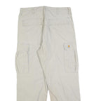 CARHARTT Mens Relaxed Beige Cargo Trousers W34 L32 Cotton Blend Zip Pocketed