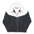 NIKE Mens White & Black Zip Up Hoodie L Red Trim Zipped Pockets Sporty