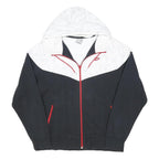 NIKE Mens White & Black Zip Up Hoodie L Red Trim Zipped Pockets Sporty