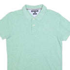 TOMMY HILFIGER Mens Green Short Sleeve Plain Polo Shirt M Cotton Blend
