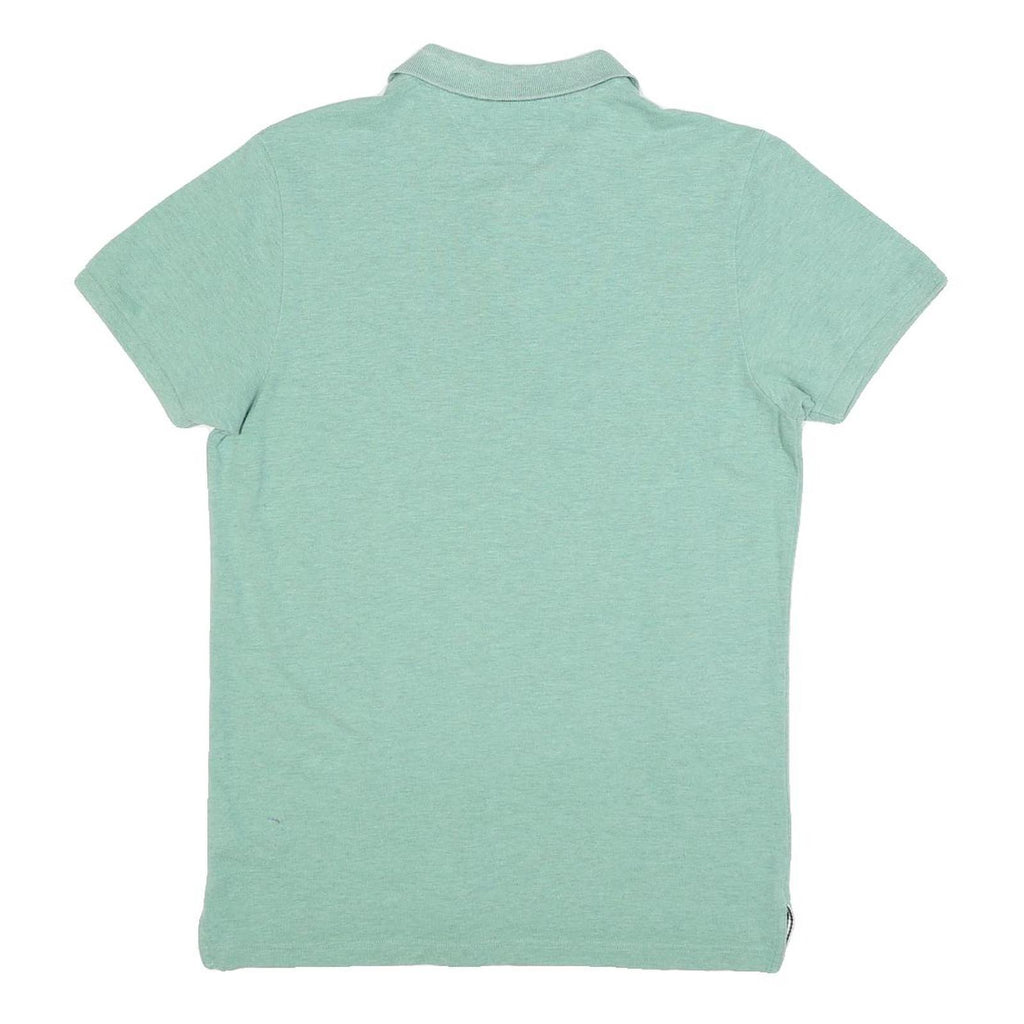 TOMMY HILFIGER Mens Green Short Sleeve Plain Polo Shirt M Cotton Blend