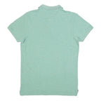 TOMMY HILFIGER Mens Green Short Sleeve Plain Polo Shirt M Cotton Blend