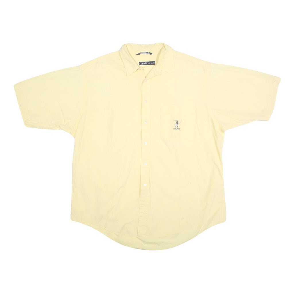 NAUTICA Mens Yellow Cotton Shirt XL Casual Button-Down Short Sleeve Summer