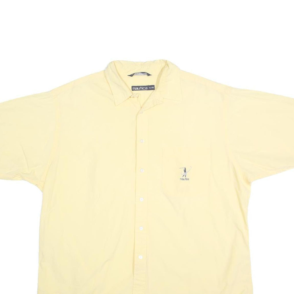 NAUTICA Mens Yellow Cotton Shirt XL Casual Button-Down Short Sleeve Summer