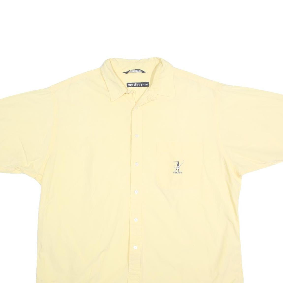 NAUTICA Mens Yellow Cotton Shirt XL Casual Button-Down Short Sleeve Summer