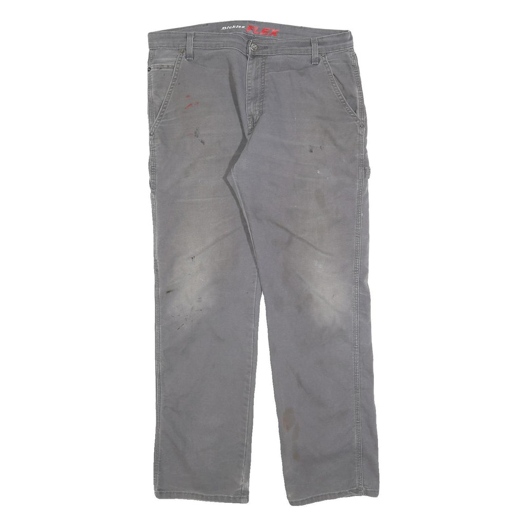 DICKIES Mens Relaxed Grey Cotton Blend Jeans W34 L32 Workwear Zip Closure