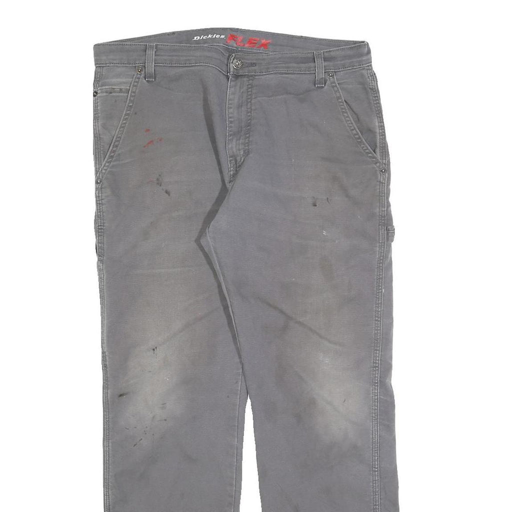 DICKIES Mens Relaxed Grey Cotton Blend Jeans W34 L32 Workwear Zip Closure