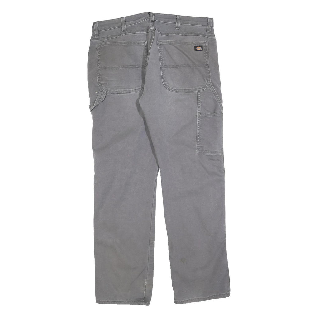DICKIES Mens Relaxed Grey Cotton Blend Jeans W34 L32 Workwear Zip Closure