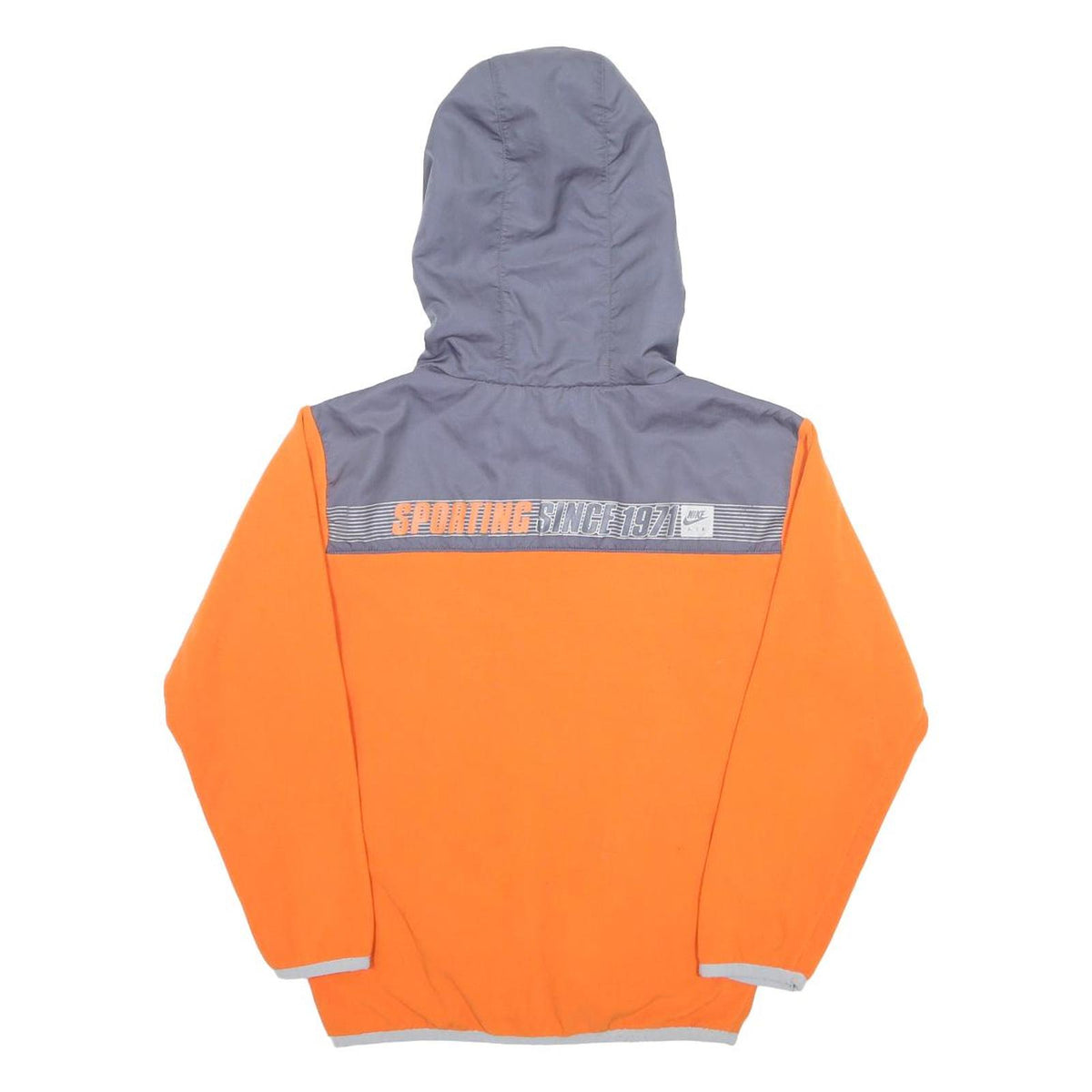 NIKE Boys Orange & Grey Hoodie L Polyester Casual Sports Jacket
