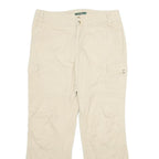 LAUREN RALPH LAUREN Womens Cotton Blend Beige Regular Fit Straight Leg Trousers