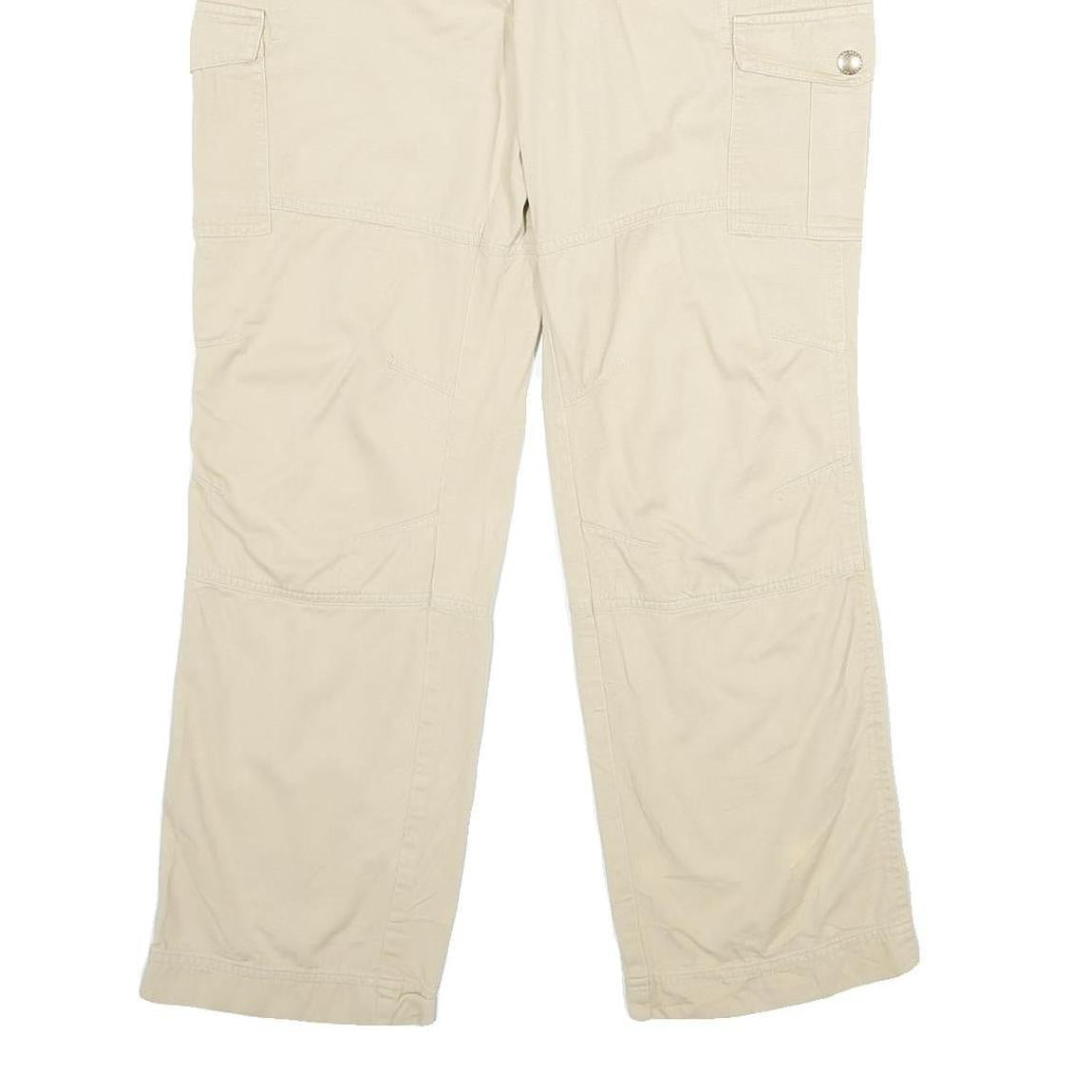 LAUREN RALPH LAUREN Womens Cotton Blend Beige Regular Fit Straight Leg Trousers