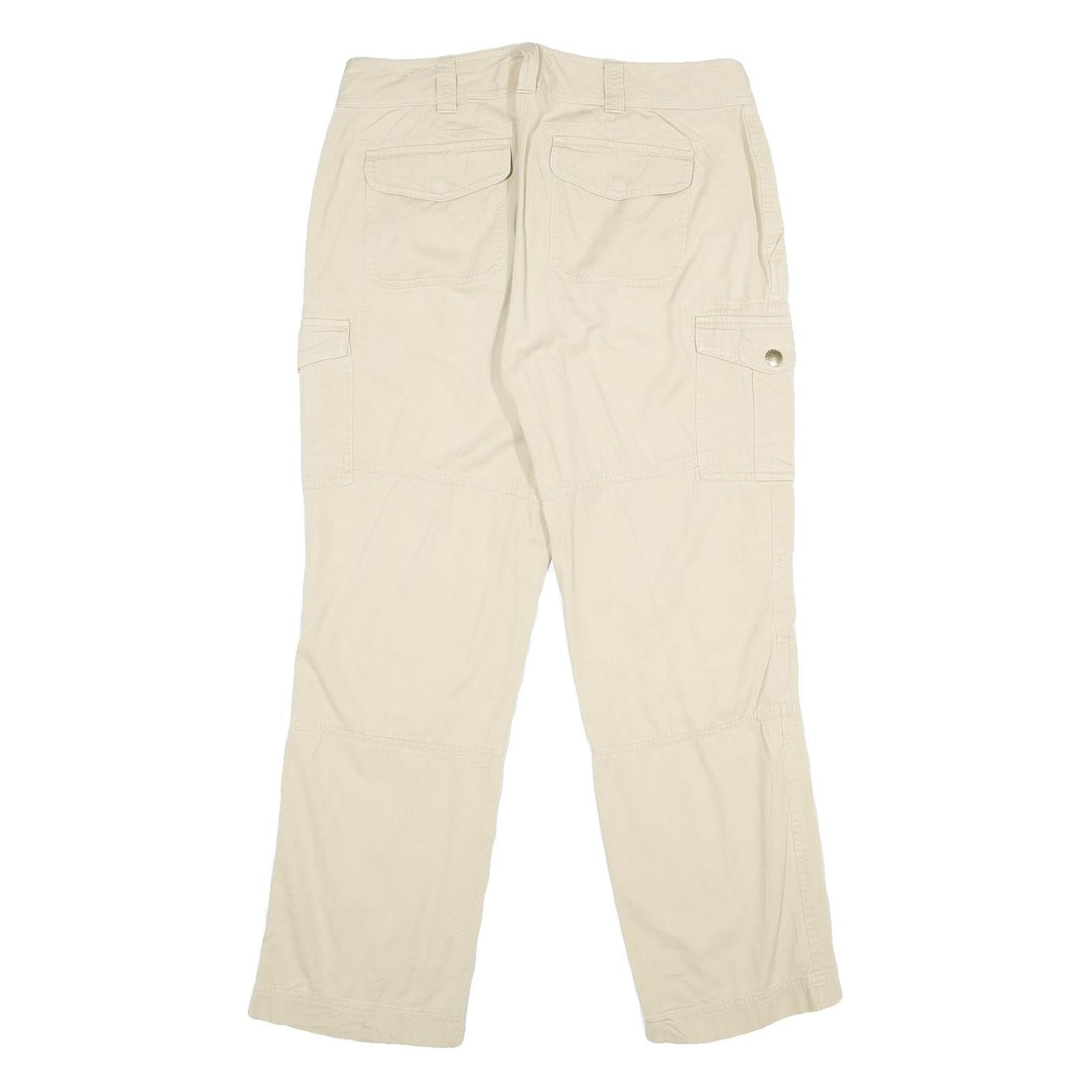 LAUREN RALPH LAUREN Womens Cotton Blend Beige Regular Fit Straight Leg Trousers