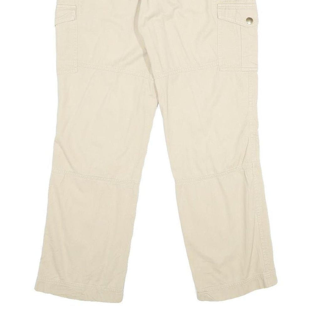 LAUREN RALPH LAUREN Womens Cotton Blend Beige Regular Fit Straight Leg Trousers