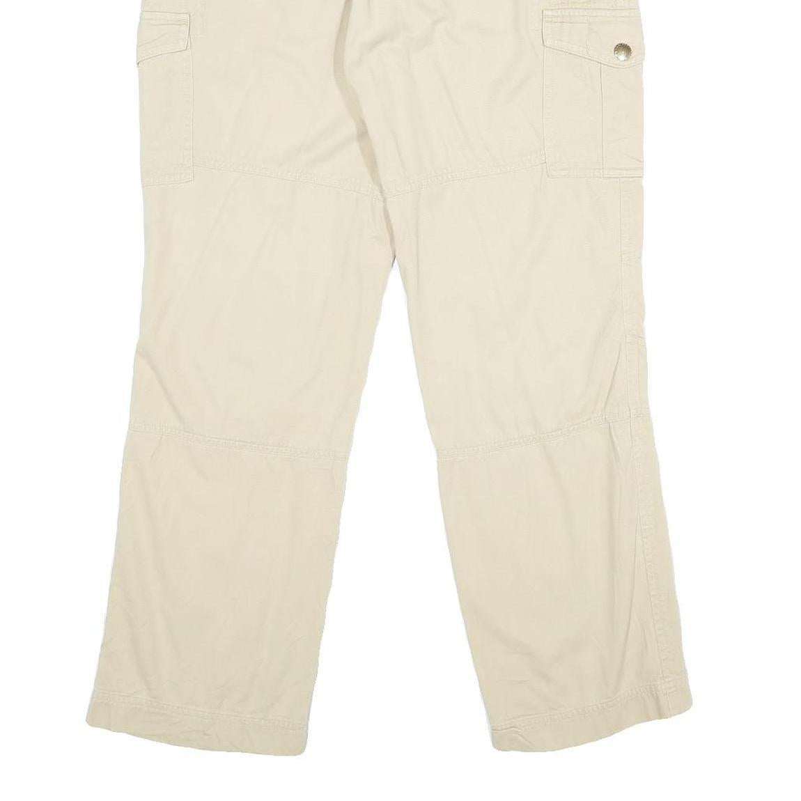 LAUREN RALPH LAUREN Womens Cotton Blend Beige Regular Fit Straight Leg Trousers