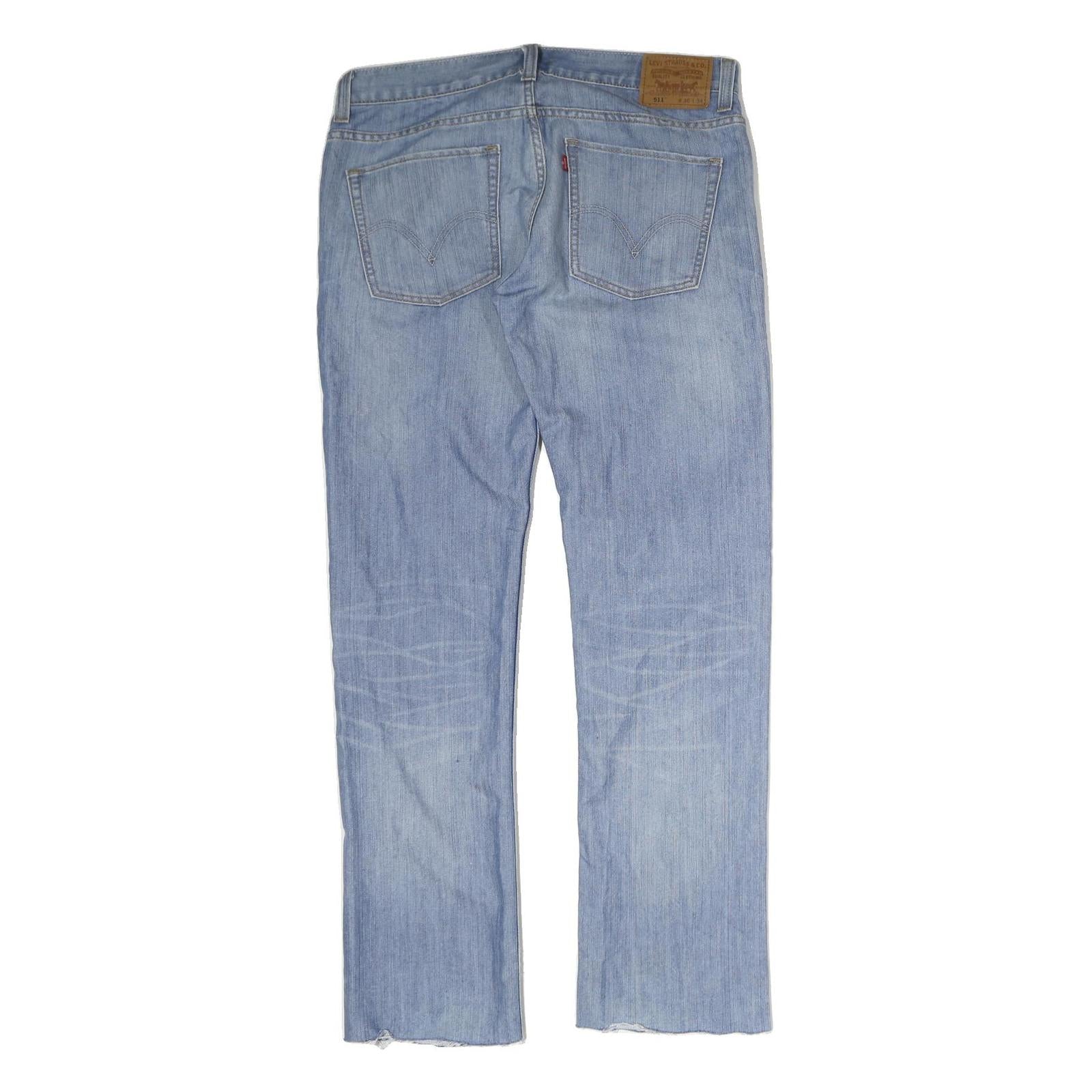 LEVI'S 511 Mens Jeans Blue Regular Slim Denim Light W36 L34 Stylish Authentic