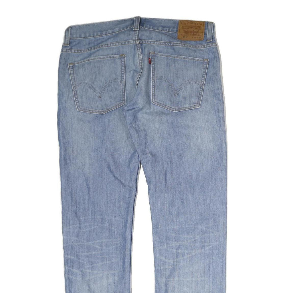 LEVI'S 511 Mens Jeans Blue Regular Slim Denim Light W36 L34 Stylish Authentic