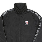 KARL KANI Mens Black & Teal Track Jacket L Polyester Blend Woven Zip Stand-Up