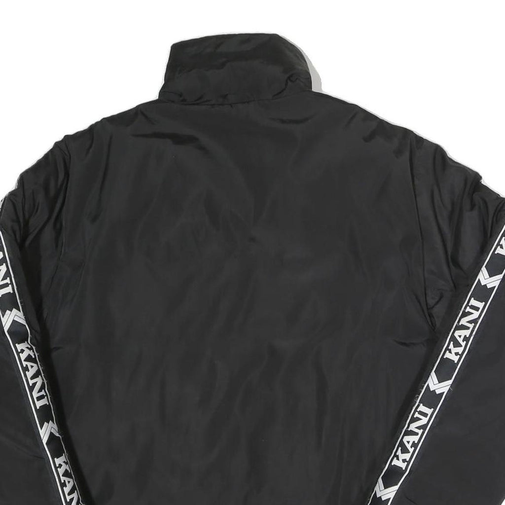 KARL KANI Mens Black & Teal Track Jacket L Polyester Blend Woven Zip Stand-Up