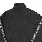 KARL KANI Mens Black & Teal Track Jacket L Polyester Blend Woven Zip Stand-Up