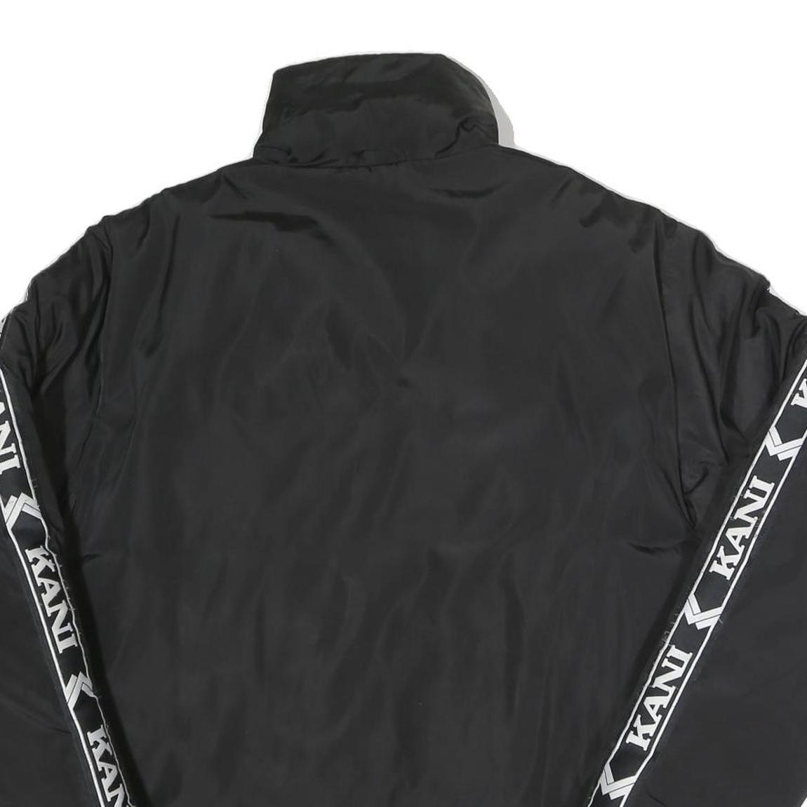 KARL KANI Mens Black & Teal Track Jacket L Polyester Blend Woven Zip Stand-Up