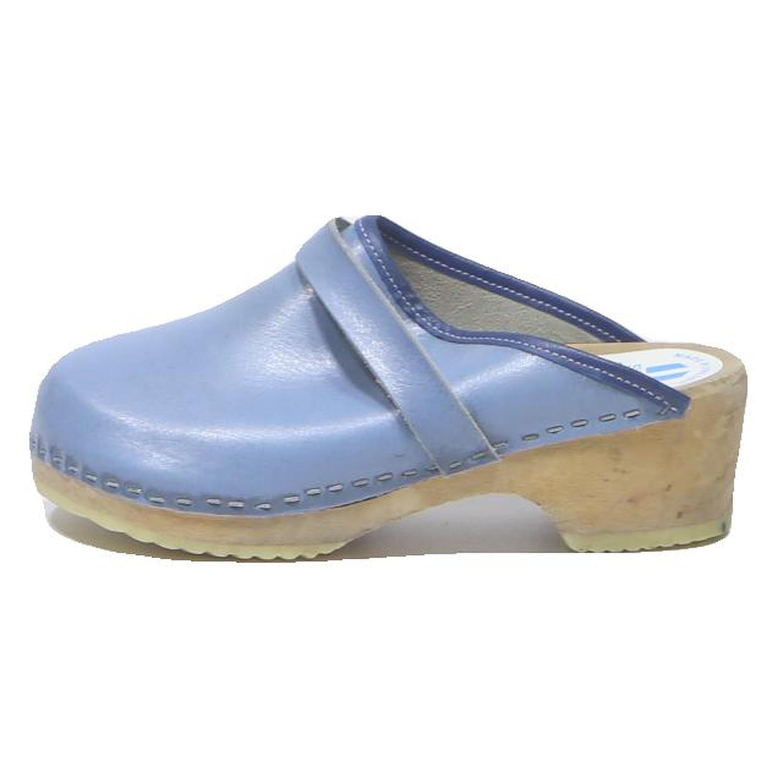 SVENSK FOTRIKTIG TRATOFFEL Womens Mule Clogs Blue Leather UK 2 Classic