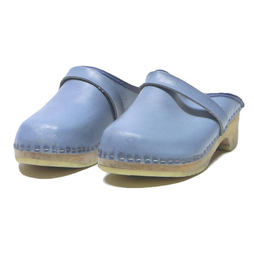 SVENSK FOTRIKTIG TRATOFFEL Womens Mule Clogs Blue Leather UK 2 Classic