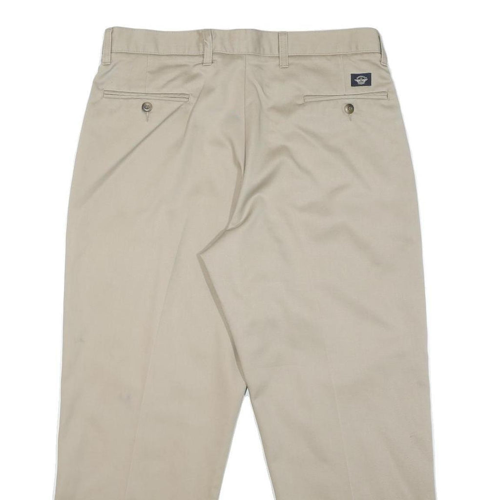 DOCKERS Mens Cotton Blend Beige Regular Straight Trousers W34 L26 Classic Casual